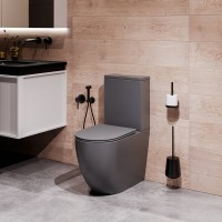 Унитаз-компакт напольный Grossman GR-4494GMSQ с микролифтом, серый матовый