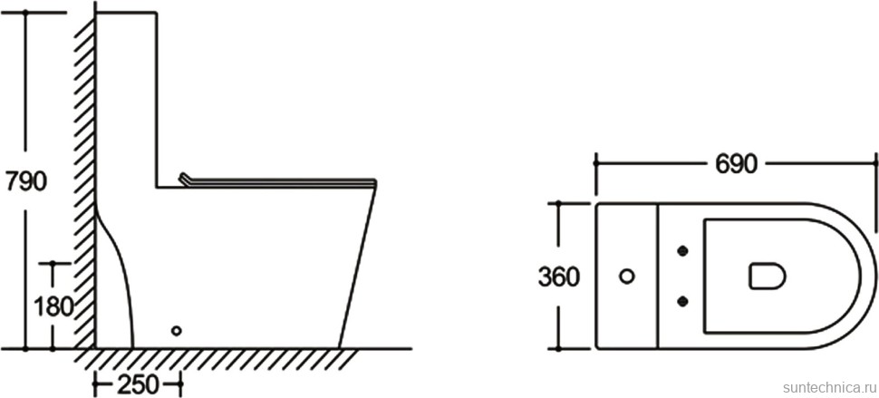 Унитаз-моноблок напольный SantiLine SL-5045 белый