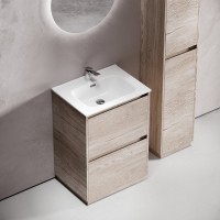 Тумба с раковиной Sancos Libra Floor 60 дуб галифакс натуральный, белая раковина CN7001