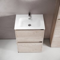Тумба с раковиной Sancos Libra Floor 60 дуб галифакс натуральный, белая раковина CN7001