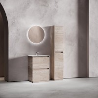 Тумба с раковиной Sancos Libra Floor 60 дуб галифакс натуральный, белая раковина CN7001
