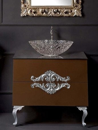 Тумба с раковиной Armadi Art NeoArt 80 шоколад, с ручками NeoArt серебро, с ножками