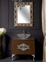 Тумба с раковиной Armadi Art NeoArt 80 шоколад, с ручками NeoArt серебро, с ножками