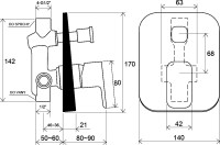 Встраиваемый смеситель для душа и ванны Ravak 10° Free X070134 С ВНУТРЕННЕЙ ЧАСТЬЮ, нержавеющая сталь