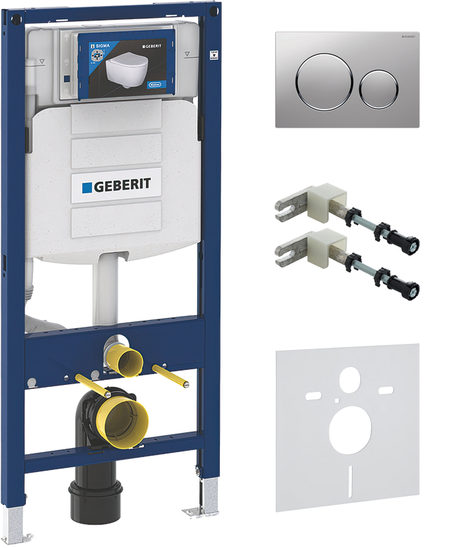 Система инсталляции для унитазов Geberit Duofix UP 320 111.300.00.5 с шумозиоляцией и кнопкой Sigma 20 115.882.JQ.1 хром матовый, хром глянцевый