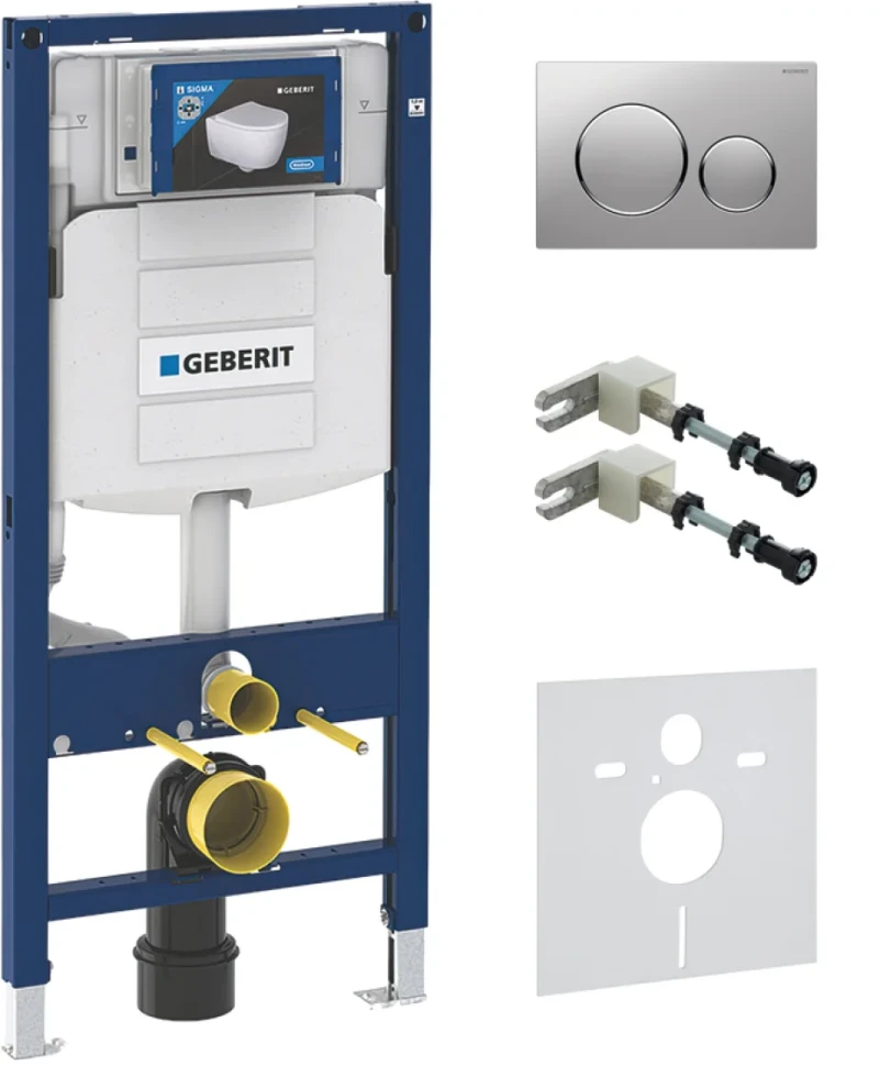 Система инсталляции для унитазов Geberit Duofix UP 320 111.300.00.5 с шумозиоляцией и кнопкой Sigma 20 115.882.JQ.1 хром матовый, хром глянцевый