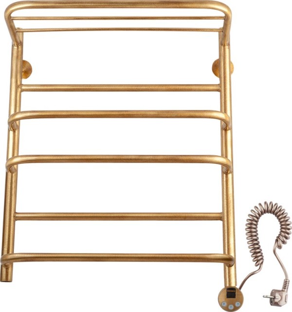 Полотенцесушитель электрический Secado Верона Верона 2 75x55 см, подключение справа, бронза, лесенка, латунь, с полкой