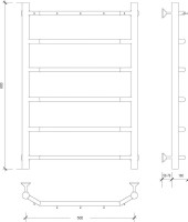 Полотенцесушитель водяной Secado Агата 1 K 85x55 см, глянцевый хром, лесенка