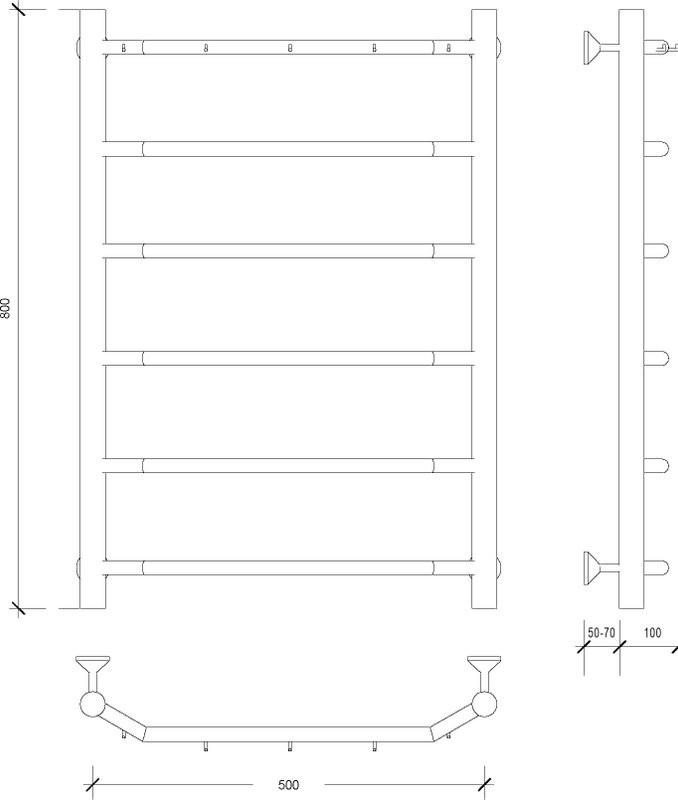 Полотенцесушитель водяной Secado Агата 1 K 85x55 см, глянцевый хром, лесенка