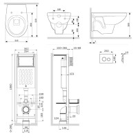 Комплект Унитаз подвесной Damixa Jupiter DX77C1738SC с микролифтом + Инсталляция AM.PM ErgoFit I012711.0151 с кнопкой ErgoFit L хром глянец