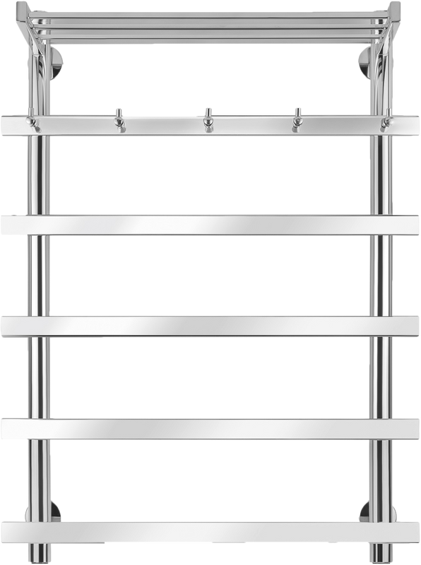 Полотенцесушитель электрический Secado Понтида 1 КСП, R 80x60 см, подключение справа, глянцевый хром, лесенка, с полкой