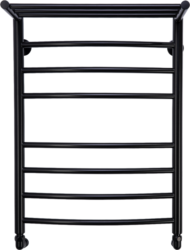 Полотенцесушитель водяной Comfysan Noumi W-8 80х50 80x55 см, черный матовый, лесенка, с полкой