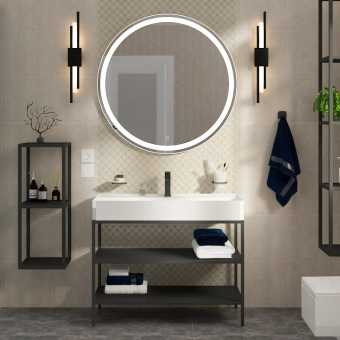 Мебель для ванной Cezares Cadro 120, 2-х ярусная, напольная, черные полки