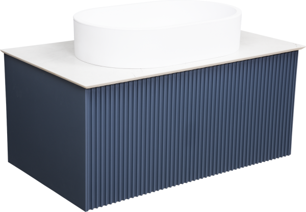 Тумба под раковину со столешницей La Fenice Terra 80 синяя, столешница белая