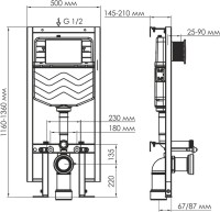 Система инсталляции для унитазов Wasserkraft Vils 56TLT.010.ME.PG03 с кнопкой смыва золото