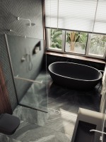 Душевая перегородка Maybahglass MGD-1463-5у 99 см, профиль хром матовый, стекло сатин