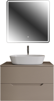 Мебель для ванной комнаты Orange Line 80 подвесная, 2 ящика, матовый латте с раковиной B08-500W