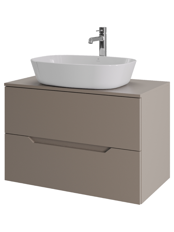 Мебель для ванной комнаты Orange Line 80 подвесная, 2 ящика, матовый латте с раковиной B08-500W