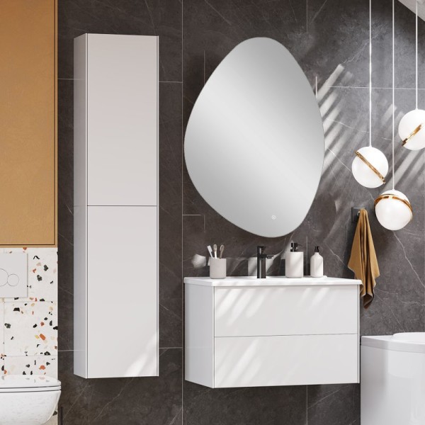 Мебель для ванной комнаты AQUATON Сохо 75 подвесная, белая глянцевая, зеркало DIWO Валдай