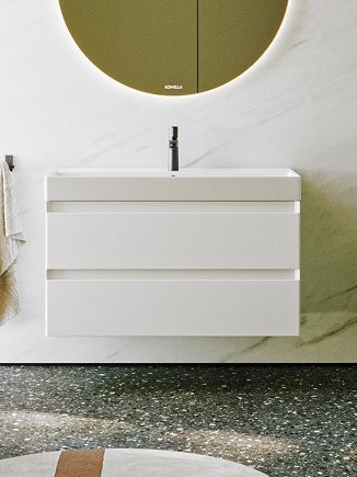 Тумба под раковину без столешницы Aqwella 5 stars Geometria 100 подвесная, 2 ящика, белая