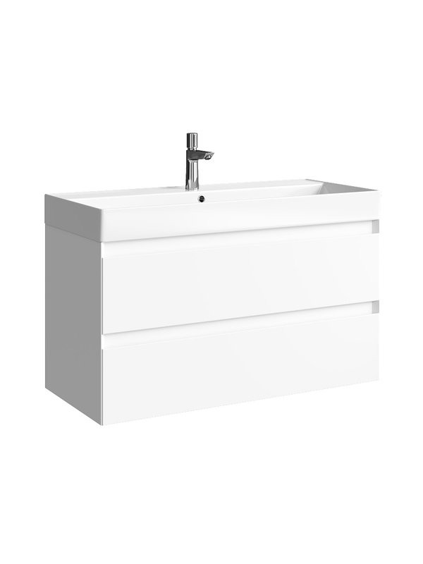 Тумба под раковину без столешницы Aqwella 5 stars Geometria 100 подвесная, 2 ящика, белая