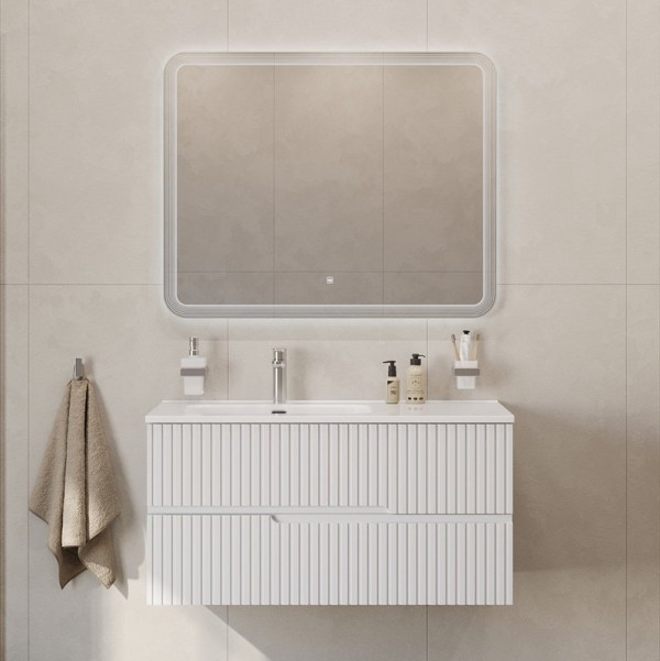 Мебель для ванной комнаты Cezares Duet 100 L bianco lucido, раковина Cezares CZR-8095-100-L