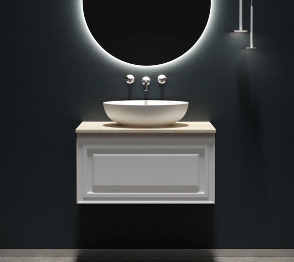 Тумба с раковиной Sancos Very 80 см, bianco, столешница бежевая, раковина CN6017MW