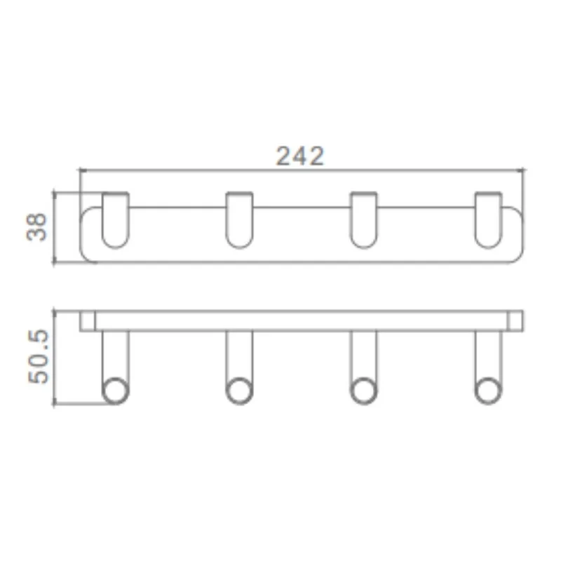 Планка с 4 крючками Raglo R320.054.33, медь