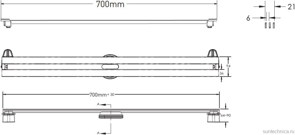 Душевой трап (лоток) Berges Super Slim 090153 70 см