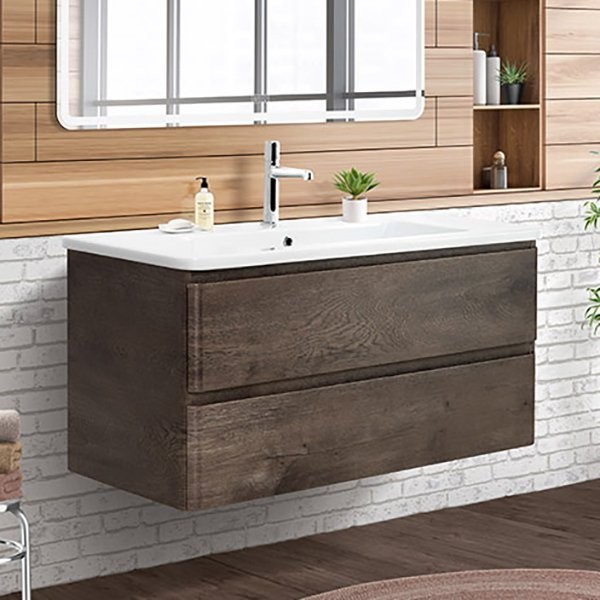 Тумба под раковину BelBagno Albano-Cer 105 подвесная, robere nature grigio