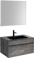 Мебель для ванной комнаты Vincea Chiara 80 камень, раковина черная