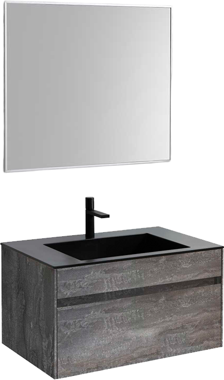 Мебель для ванной комнаты Vincea Chiara 80 камень, раковина черная