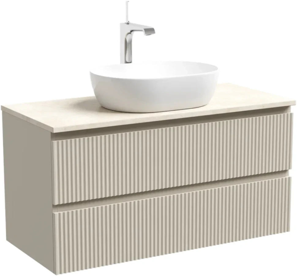 Тумба под раковину со столешницей Sancos Snob R 100 beige soft, столешница бежевая, с отв. под смеситель