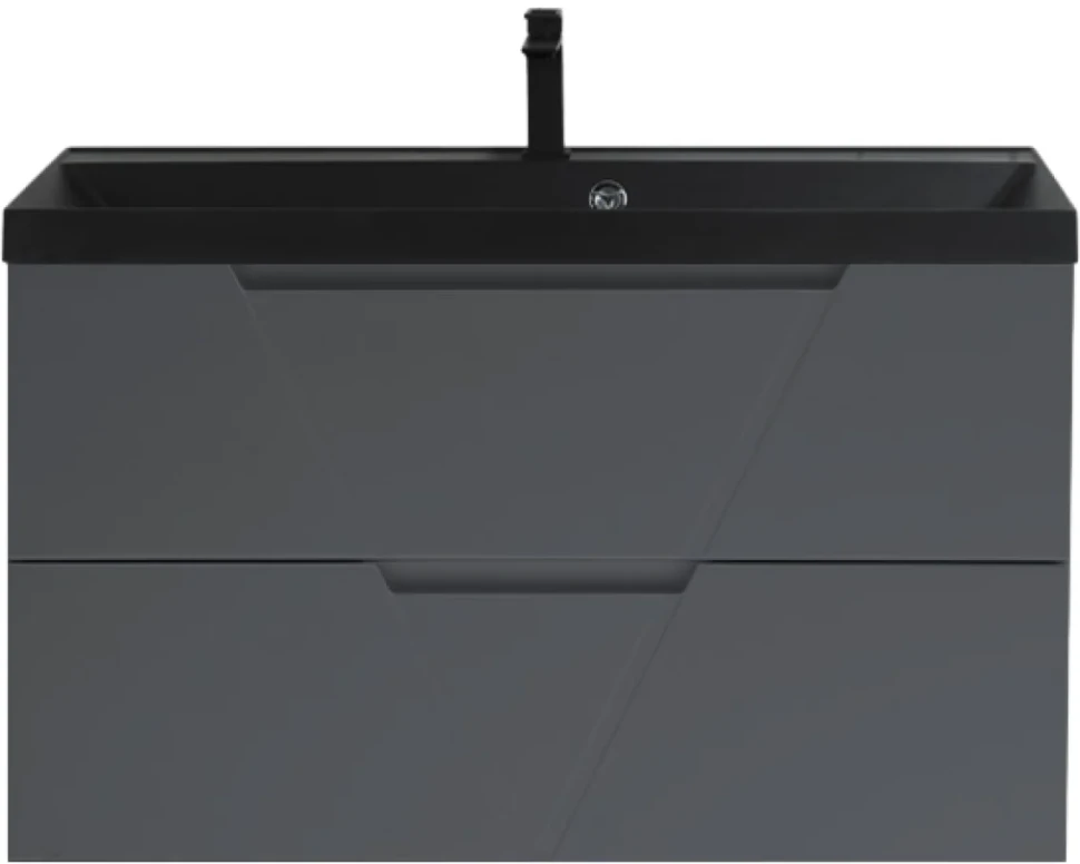Тумба с раковиной BelBagno Vittoria 90 подвесная, grigio opaco, черная матовая раковина