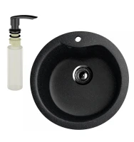 Мойка кухонная Ulgran U-102 308 черная + дозатор U-02 ультра-черный Мойка кухонная Ulgran U-102 308 черная + дозатор U-02 ультра-черный