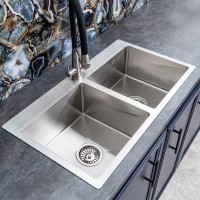 Мойка кухонная Melana ProfLine RS8045H с двумя чашами, сатин