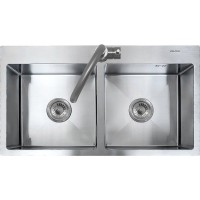 Мойка кухонная Melana ProfLine RS8045H с двумя чашами, сатин