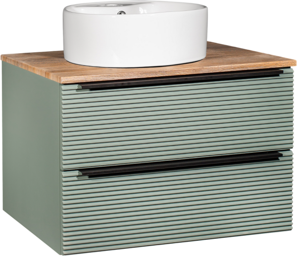Тумба с раковиной Runo Орлеан 70 зеленая, дуб натуральный, раковина Sole 40