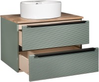 Тумба с раковиной Runo Орлеан 70 зеленая, дуб натуральный, раковина Sole 40