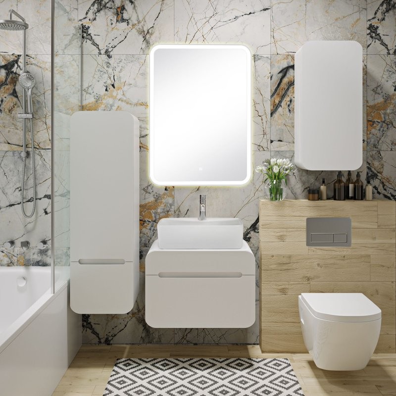 Мебель для ванной комнаты Runo Ницца 60 белая, раковина Lavello 50