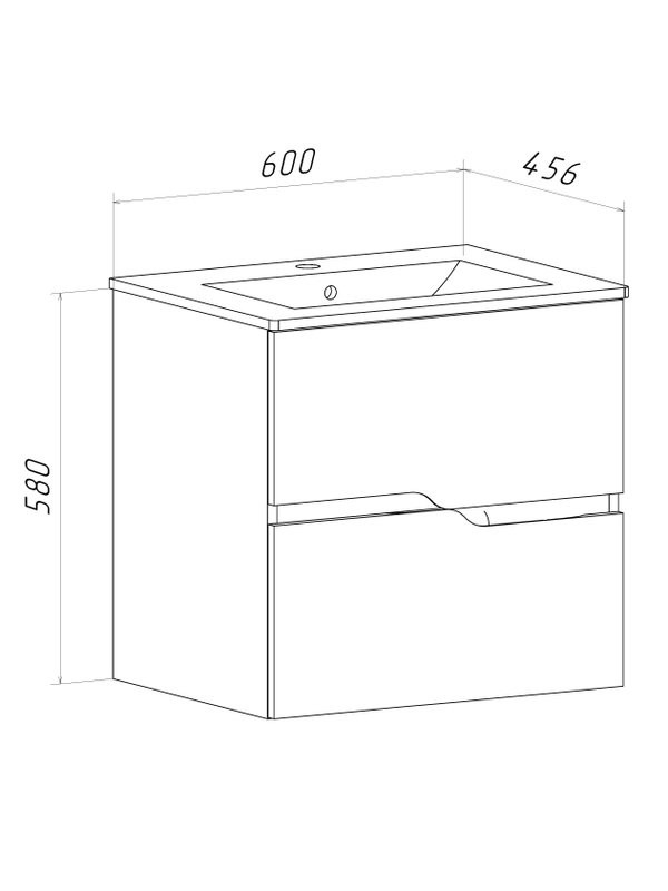 Тумба под раковину без столешницы Runo Палермо 60 подвесная, глянцевая белая