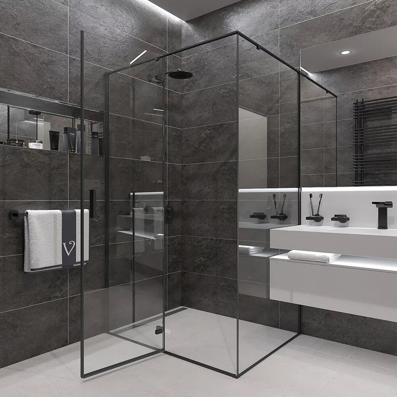 Душевой уголок Veconi Rovigo RV-073B 120x80, профиль черный