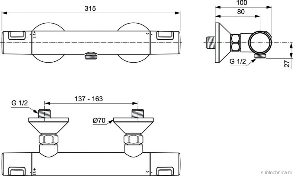 Термостатический смеситель Ideal Standard Ceratherm T25 A7201AA для душа