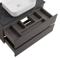 Тумба под раковину со столешницей BelBagno Kraft 80 подвесная, матовая темно-серая, столешница kep-80-mno