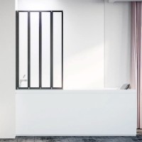 Шторка на ванну Veconi Palau PL-74BL 120 см, профиль черный