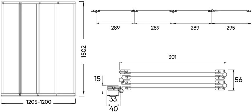 Шторка на ванну Veconi Palau PL-74BL 120 см, профиль черный