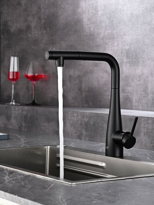 Смеситель для кухни AQUAme Cucina с выдвижным изливом AQM9902MB