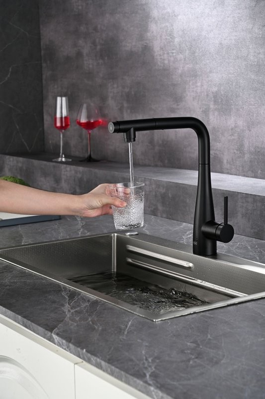Смеситель для кухни AQUAme Cucina с выдвижным изливом AQM9902MB