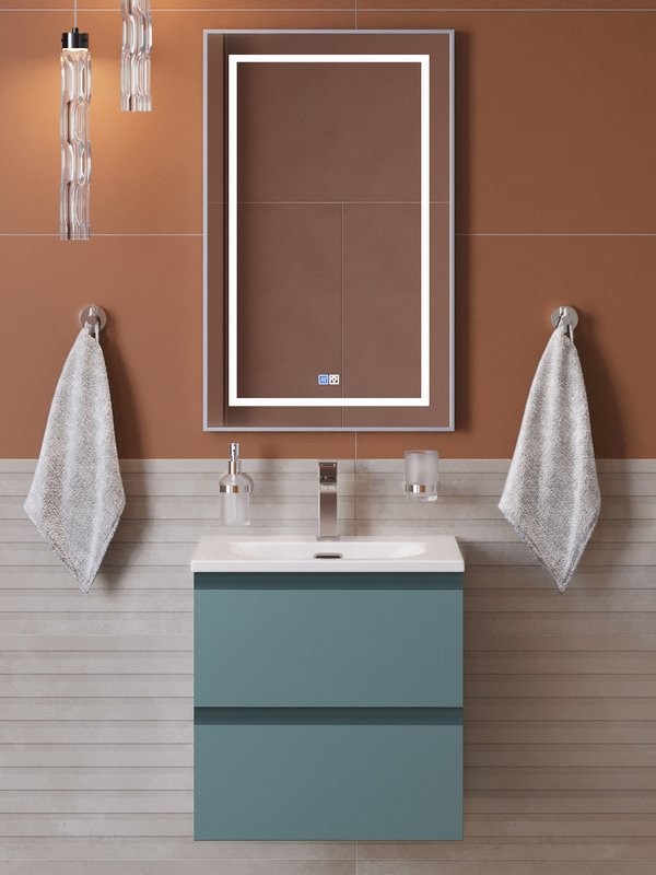 Мебель для ванной комнаты BelBagno Kraft 39 50 подвесная, матовая голубая, раковина bb-8099-3-50