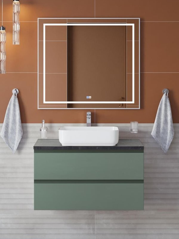 Мебель для ванной комнаты BelBagno Kraft 90 подвесная, матовая еловая, столешница kep-90-mno, раковина BB1304